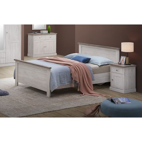 Lit adulte contemporain chêne blanc/marron Maxime (1/5)