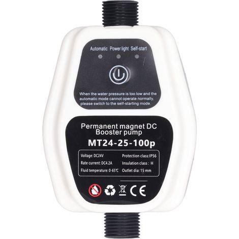 Pompe de surpression 100W 24V 25L Automatique à Détection Intelligente Silencieuse pour Eau, Alimentation 100‑240V avec Prise UE (1/5)