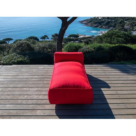 BOBOCHIC - Méridienne sans accoudoir pour canapé de jardin modulable GIULIA avec bâche de protection Rouge (1/5)