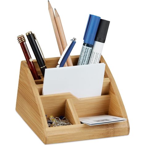 2-piece desk set, desk organizer with pen holder, memo box with 900 sheets, made of bamboo