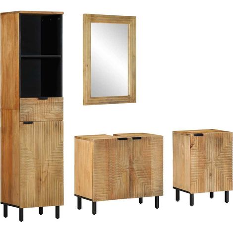 Set Mobili da Bagno 4 pz Marrone in Legno Massello di Mango vidaXL (1/5)