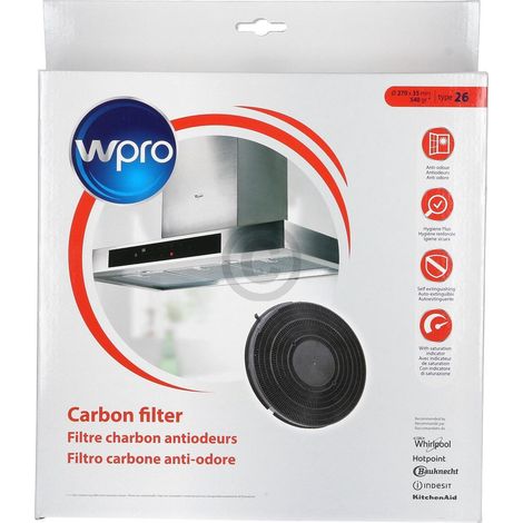 Ersatzteil - Kohlefilter rund, Typ 26 (Stück) - - WHIRLPOOL, BAUKNECHT, IGNIS, FUNCTIONICA, SCHOLTES, ARTHUR MARTIN ELECTROLUX, ALGOR, ELECTROLUX, FIRENZI, NEUTRAL, INTEGRA, UNBRANDED, JUNO, AEG (1/5)
