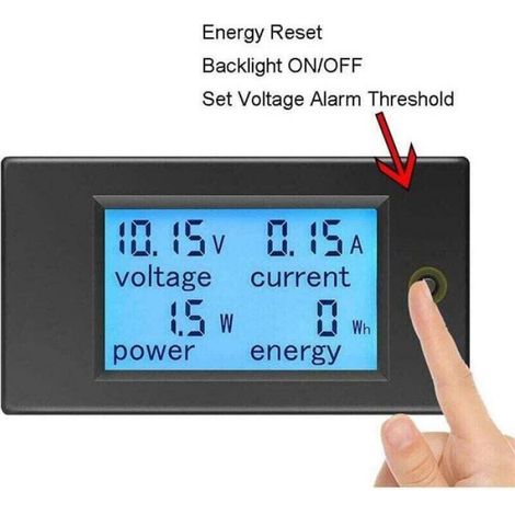 Voltmètre Ampèremètre 12V DC 6.5-100V 20A - Tensionmètre Wattmètre - Testeur Tension Courant Puissance - LCD Énergiemètre DC20A (1/4)