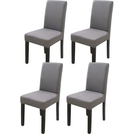 Housse de chaise à dossier haut gris foncé 4 pièces, 383847cm, moderne, élastique et lavable, adaptée à la salle à manger et à la cuisine (1/5)