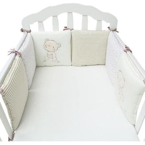 – Tour de lit bébé pare-choc 6 pièces 30x30cm – Coton doux et épais – Motifs colorés – Protection pour lit enfant (1/4)