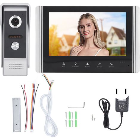 Sonnette vidéo WiFi 7 pouces, système d'interphone intelligent 1 pour 1, téléphone visuel avec contrôle à distance, entrée vidéo, prise US (1/5)