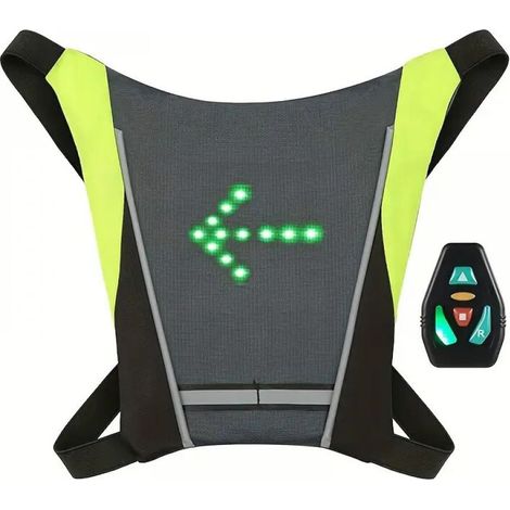 Gilet Cycliste - Éclairage LED 360° - Télécommande Sans Fil - Rechargeable USB - Pour Vélo Urbain et Route - 1 Pièce (1/5)