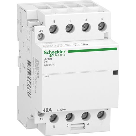 ACTI9 ICT 40 A connettore 3P + N, controllo remoto, IP20, 220-240 V CA, 2,1 W