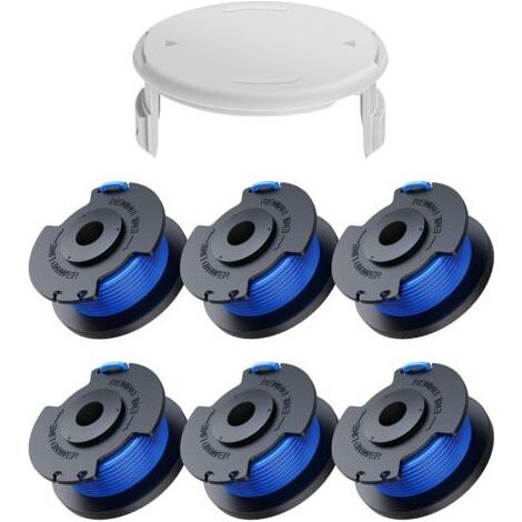 7er-Pack Ersatz-Trimmerfadenspulen für Ryobi One+ AC14RL3A 18V 24V 40V Trimmer, Spulendurchmesser 1,6 mm, Länge 20,11 m (6 Trimmerfadenspulen, 1 Abdeckung) (1/5)