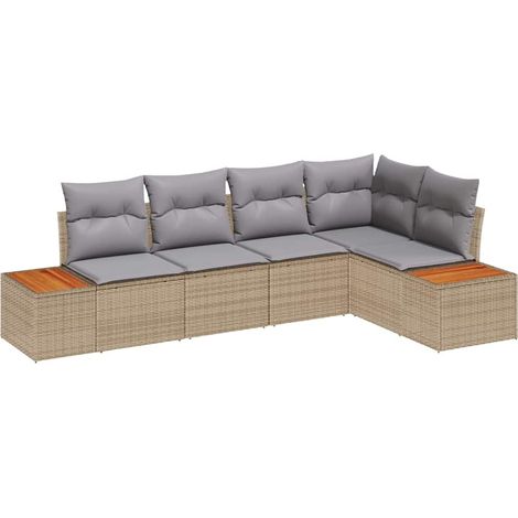 Maison Exclusive - Garten-Sofa-Set mit Kissen 5 pcs Beige und Hel