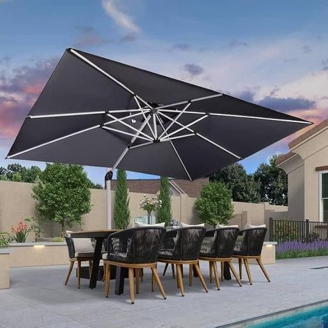 Parasol Déporte 3 x 4 m Rectangulaire Toit Double UPF50+, Gris (1/5)