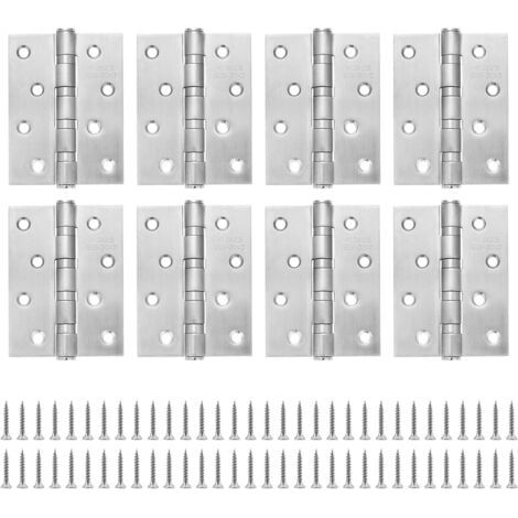 Charnière Inox Charniere Porte 100x76 mm, Charnieres de Portes en bois Exterieures Placard Roulement à Billes (8 pièces) (1/5)