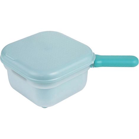 Coupe-légumes avec panier d'égouttage, évier de cuisine bleu-- (1/5)