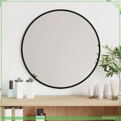 Miroir mural - FAFEISY - 348185 - Noir - Rond 40 cm - Verre & PVC (1/5)