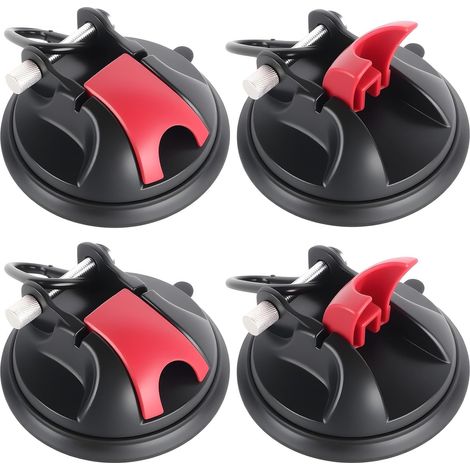 Lot de 4 Crochet Ventouse Puissante avec Anneaux en D, Ventouse Carrosserie Charge Max 35kg,Réutilisables,Pas de Perçage pour Auvent Latéral Voiture, Camping Car, Bâche,Tente, Bateau,Verre,Carrelage (1/5)