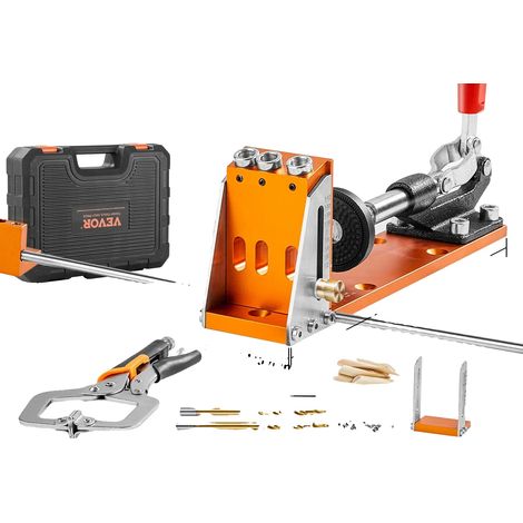 Gabarit à trous de poche, profondeur réglable, alliage d'aluminium durable, 34 PCs avec étui (1/2)