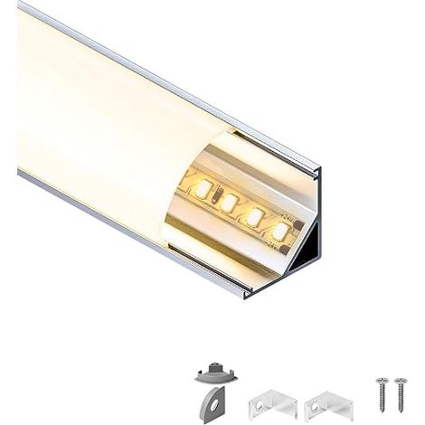 Profilé Encastrable LED, 20 cm x 2 pièces en aluminium avec cache pour ruban LED (1/5)