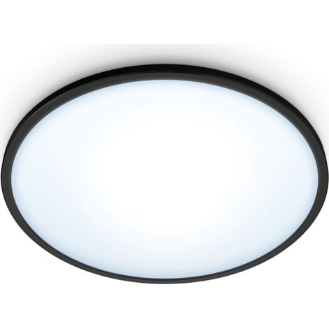 WiZ SuperSlim Lámpara de techo Redondo 16W (Negro) Luz blanca cálida a fría