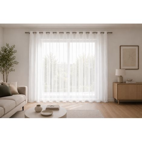 Voilage Grande Largeur Spécial Baie Vitrée 300 x 240 cm Blanc Sablé