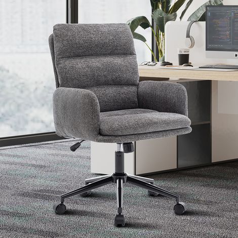 Chaise de bureau à roulettes 64x68x88 cm gris - BOSSO (1/5)
