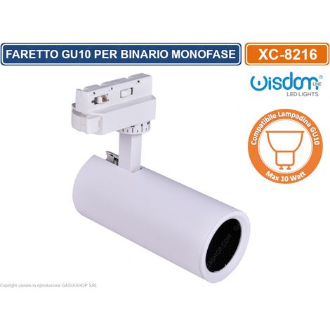 PORTAFARETTO LED PER BINARIO MONOFASE COMPATIBILE LAMPADINE GU10 DI COLORE BIANCO (1/2)