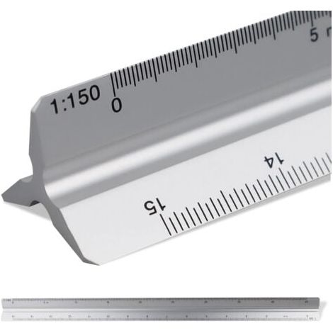 Règle d'architecte triangle à échelle de 30cm, Échelle: 1:20-1:25-1:50-1:75-1:10 Matière: Aluminium, Scalimètre (Thirty) (1/5)