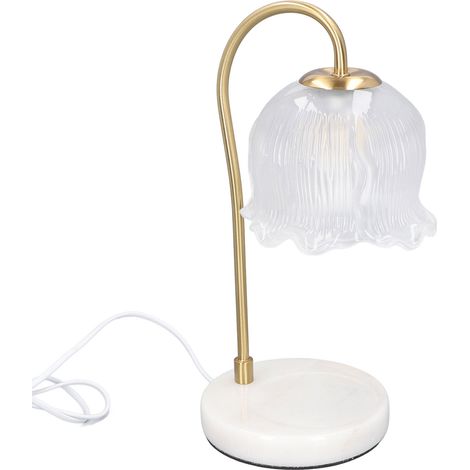 Chauffe-bougie électrique en verre effet marbre, à intensité variable, avec 2 ampoules, idéal pour les cadeaux de Noël et les pendaisons de crémaillère. Décoration pour la chambre ou la maison. Prise (1/5)