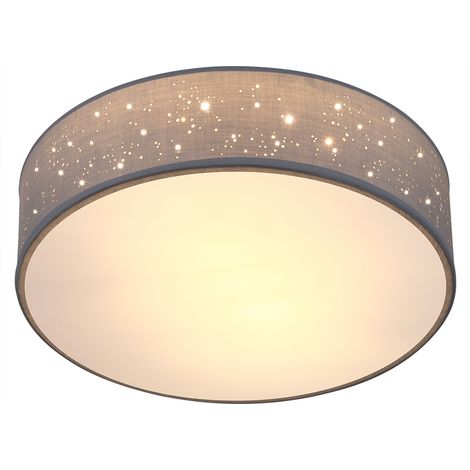 Monzana Deckenlampe Sternenhimmel Stoff Rund E27 Deckenleuchte Stoffdeckenleuchte Stoffdeckenlampe Schlafzimmer Wohnzimmer  30cm Grau