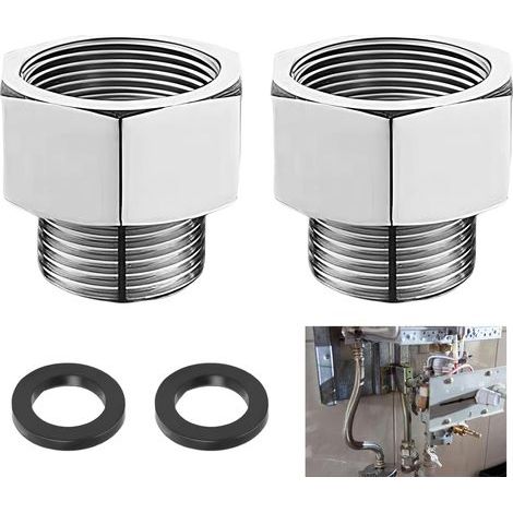 2 Pièces Adaptateur Réducteur 1/2 Pouce Femelle vers 3/8 Pouce Mâle, Adaptateur Fileté en Cuivre avec Joint, Adaptateur Hexagonal pour Robinet, Vanne d’Angle, Tuyau et Sanitaire (1/5)