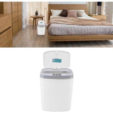 Poubelle automatique 16L intelligente avec détecteur de mouvement pour cuisine, salle de bain, salon - Blanc (1/5)