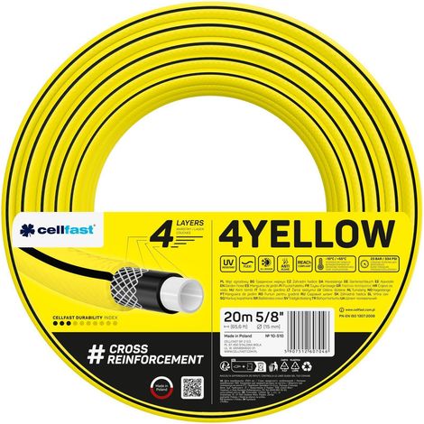 Cellfast Manguera de jardín 4YELLOW 4 capas diámetro de 5/8"(15mm) y una longitud de 20 metros