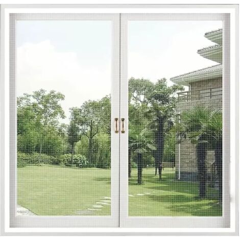 Moustiquaire de fenêtre, 120x120cm Auto-AdhéSif en Maille anti Moustique Fenetre Sans Perçage pour Fenetre de Balcon Salon Patio，Blanc (1/5)