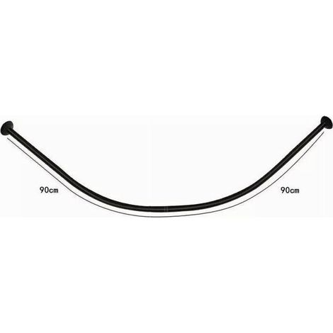 Vtizikl Bastone Asta Per Tenda Doccia Barra Curva Angolare Nera 90x90cm Universale 87236 - (1/5)