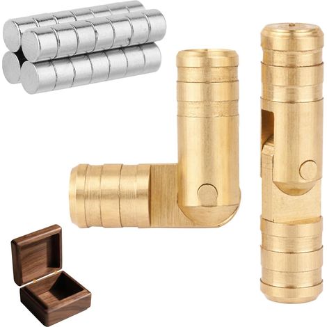 30 Pièces Laiton Cachées Cylindre Charnières & 30 Pièces Rond Aimants, Mini Invisibles Dissimulées Tonneau Charnières pour Boîtes à Bijoux Bois Porte Armoire Petits Meubles & Projets Bois DIY (1/5)