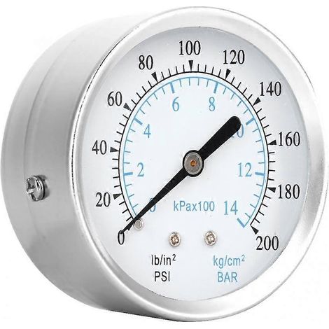 Manomètre à double échelle pour l'air et l'eau, 0-14 kg/cm² / 0-200 psi, raccord arrière 1/8 NPT (1/5)