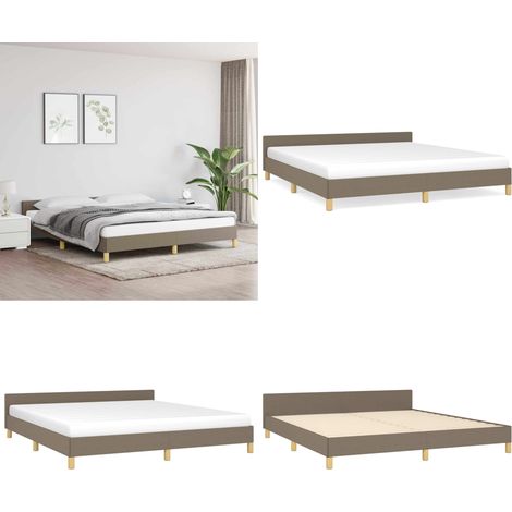 Cadre de lit sans matelas taupe 160x200 cm tissu - Cadre De Lit - Lit Double - Literie - Meuble Chambre - Têtière De Lit - Home & Living (1/5)