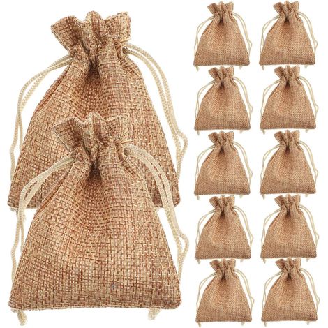 50 Pieces Fabric Gift Bags, Small Linen Drawstring Pouches, Favor Bags for Weddings and Tea Parties, Gift Bags and Crafts (1/5)