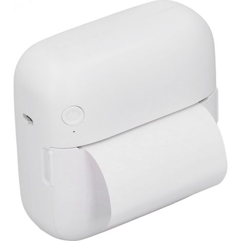 Mini imprimante, mini imprimante de poche blanche, imprimante d'étiquettes thermique Bluetooth pour photos, images, étiquettes de bureau à domicile et notes. (1/5)