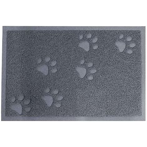 Katzenstreu-Unterlage-Set mit rutschfester Unterseite, verhindert das Verstreuen von Katzenstreu, ist leicht zu reinigen, wasserdicht und weich für die Pfoten (40 x 30 cm, Grau) (1/4)