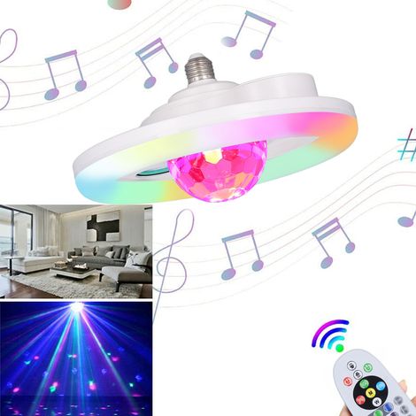 Bluetooth-LED-Lampe, zwei Lautsprecher, Discokugel, kabellos, 36W/E27, RGB-Farbwechsel-Musiklicht, Fernbedienung, für Zuhause, Schlafzimmer, Familienfeiern, Clubs und Bars. (1/5)