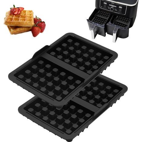 2 pcs silicone Moule à gaufres belges,Insert à gaufres Friteuse à air chaud Accessoires,Double insert de plat de cuisson,Gaufres belges Accessoires Compatible avec AF300,AF400EU,AF451E (1/5)