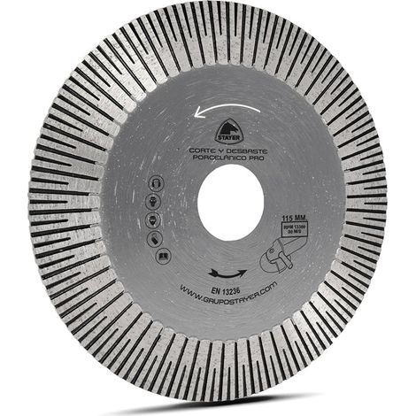 Disco da taglio e smerigliatura STAYER “Porcelain Pro” per taglio multimateriale (fino a 13300 giri/min) Ø115xØ10mm colore cromo