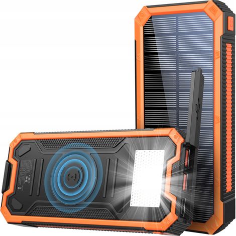 Batterie externe solaire 4 ports USB 20 000 mAh 20 W à induction IP65 (1/5)