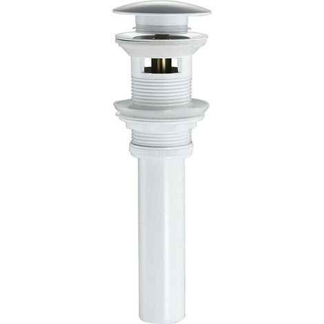 Piletta di scarico per lavabo FOREHILL, bianca con troppopieno, tappo per lavabo Click-Clack, ottone (1/5)