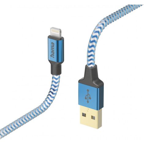 Hama Reflective Ladekabel USB A auf Lightning 1,5m Blau