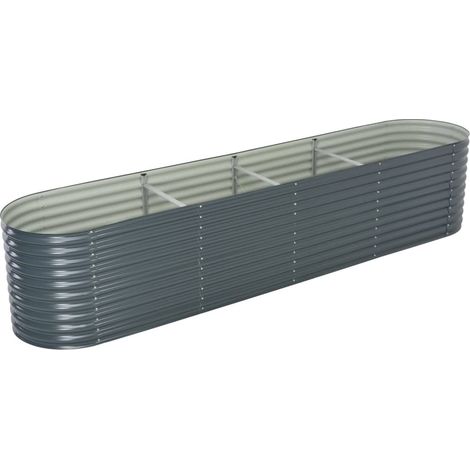 Fioriera aiuola rialzata piante fiori giardino 400 x 80 x 81 cm acciaio zincato grigio 020001053