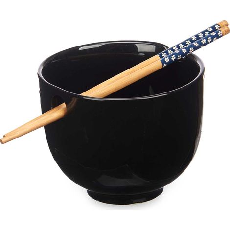 Tazón de ramen con palillos, negro (1/5)