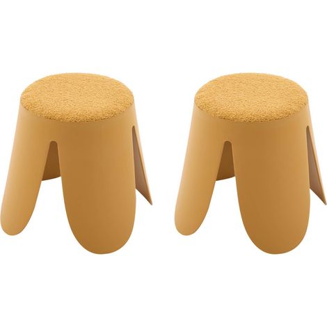 sweeek - 2er-Set Stapelhocker für Kinder mit strukturierter Bouclé