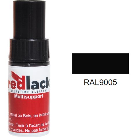 Flacon de retouche 9 ml – RAL 9005 – Noir foncé – Mat – multisupport – Redlack