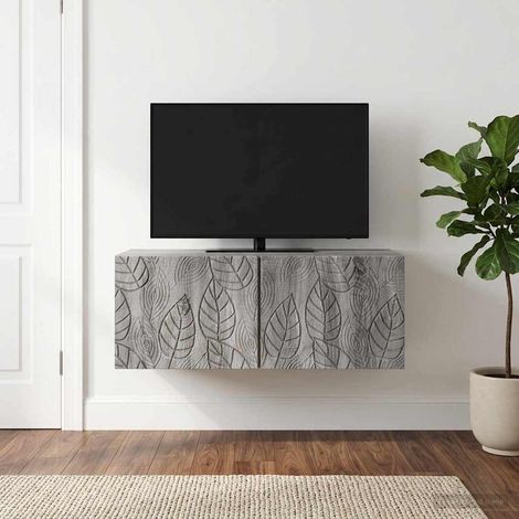 Meuble TV mural 2 portes 98 x 41 x 30 cm en bois d’ingénierie Sonoma gris - PANGIVO (1/5)